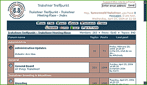 Trakehner Treffpunkt (Trakehner Meeting Place), a breed discussion area powered by MySQL & PHP